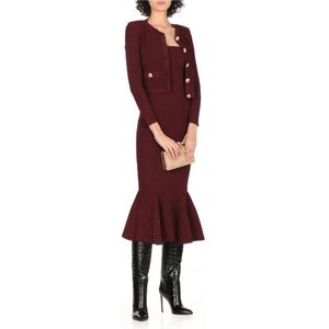 Retrofête, Kleedjes, Dames, Rood, S, Bordeaux Lurex Geribbelde Jurk Vrouw