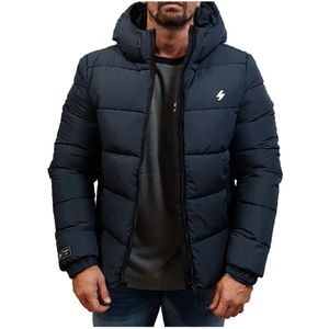 Superdry, Jassen, Heren, Blauw, 2Xl, Polyester, Sportieve Puffer Jas