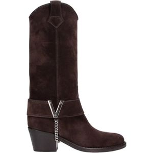 Via Roma 15, Country Chic Leren Laarzen Bruin, Dames, Maat:39 EU