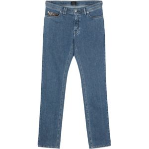 Brioni, Jeans, Heren, Blauw, W38, Denim, Blauwe Slim-Fit Denim Jeans