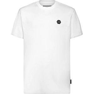 Philipp Plein, Tops, Heren, Wit, S, Witte T-shirts en Polos met Ronde Hals
