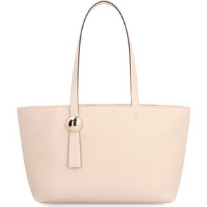 Furla, Tassen, Dames, Roze, ONE Size, Leer, Leren Tote Tas met Metalen Hardware