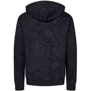 Etro, Sweatshirts & Hoodies, Heren, Blauw, L, Katoen, Blauwe Bloemen Paisley Rits Sweater