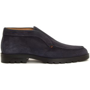 Santoni, Schoenen, Heren, Blauw, 43 1/2 EU, Suède, Blauwe Instappers Casual Formeel