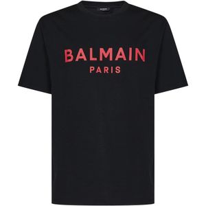 Balmain, Tops, Heren, Zwart, M, Katoen, T-Shirts