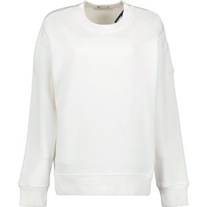 Moncler, Sweatshirts & Hoodies, Dames, Wit, M, Metallic Logo Sweatshirt
