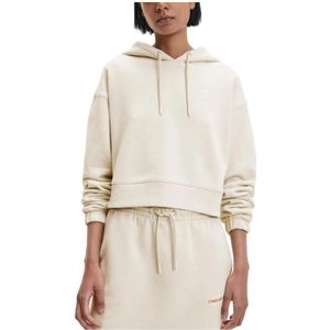 Calvin Klein, Sweatshirts & Hoodies, Dames, Beige, L, Katoen, Twee-Tone Monogram Sweatshirt