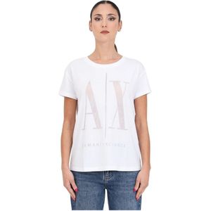 Armani Exchange, Tops, Dames, Wit, M, Katoen, T-Shirts
