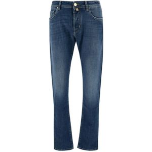 Jacob Cohën, Jeans, Heren, Blauw, W38, Katoen, Normale Slim Medium Rise Jeans