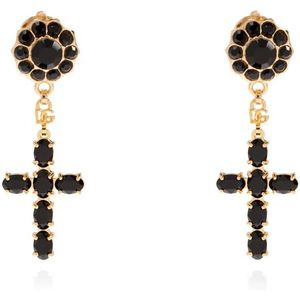 Dolce & Gabbana, Accessoires, Dames, Geel, ONE Size, Clip-on oorbellen met bedels