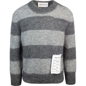 Amaránto, Truien, Heren, Grijs, L, Wol, Regular Fit Crew Neck Sweaters