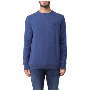 Polo Ralph Lauren, Truien, Heren, Blauw, L, Klassieke Gebreide Crewneck Sweater