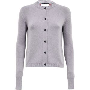 Salvatore Ferragamo, Truien, Dames, Grijs, S, Kasjmier, Luxe Cashmere Cardigan met Geribbelde Details