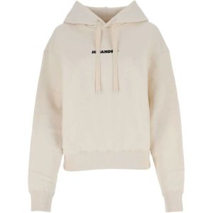 Jil Sander, Oversized Crèmekleurige Katoenen Sweatshirt Geel, Dames, Maat:L