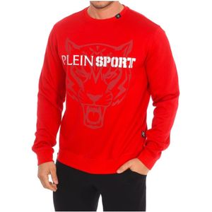 Plein Sport, Sweatshirts & Hoodies, Heren, Rood, XL, Katoen, Ronde Hals Sweatshirt met Merkprint