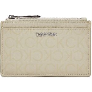 Calvin Klein, PU Leren Portemonnee - Logo Ontwerp Beige, Dames, Maat:ONE Size