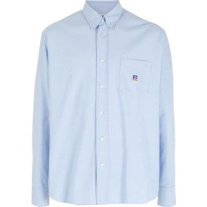 Hugo Boss, Overhemden, Heren, Blauw, S, Katoen, Nambeth Logo Shirt