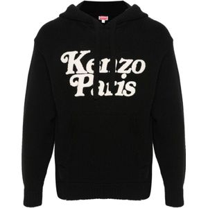 Kenzo, Sweatshirts & Hoodies, Dames, Zwart, S, Katoen, Zwarte Gebreide Hoodie