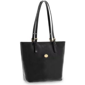 The Bridge, Tassen, Dames, Zwart, ONE Size, Leer, Zwarte Leren Shopper Tas