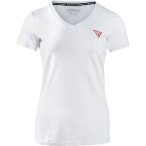 Guess, Tops, Dames, Wit, XS, Katoen, Katoenen V-hals T-shirt - Slim Fit