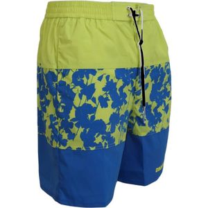 Dsquared2, Badkleding, Heren, Veelkleurig, M, Blauw Groene Logo Print Zwemshorts