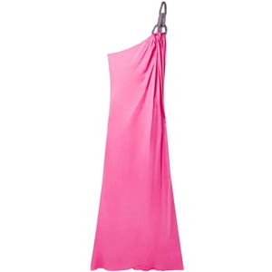 Stella McCartney, Roze Satijnen Jurk met Kristalversiering Roze, Dames, Maat:XS