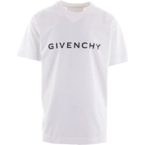 Givenchy, Witte Logo Print Loose-fit T-shirt Wit, Heren, Maat:M