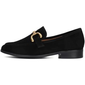 Bibi Lou, Schoenen, Dames, Zwart, 39 EU, Suède, Zwarte Loafer met Gouden Kettingdetail