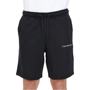 Calvin Klein Jeans, Korte broeken, Heren, Zwart, XL, Katoen, Zwarte Shorts met Logo Print voor Heren