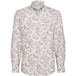 Brunello Cucinelli, Overhemden, Heren, Veelkleurig, L, Katoen, Paisley Print Button-Down Shirt