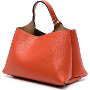 Tod's, Tassen, Dames, Oranje, ONE Size, Leer, Gestructureerde Leren Oranje Schoudertas