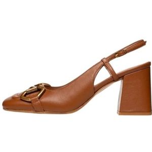 Poche Paris, Schoenen, Dames, Bruin, 37 EU, 70s Stijl Bruine Sandalen met Gouden Gesp