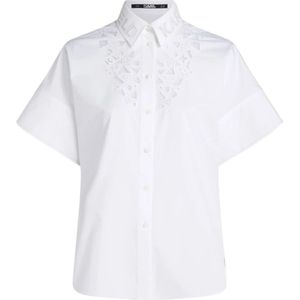 Karl Lagerfeld, Blouses & Shirts, Dames, Wit, M, Katoen, Geborduurde Button-Up Shirt