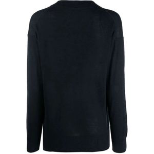 Tommy Hilfiger, Truien, Dames, Blauw, L, Wol, Blauwe Cardigan met Elastaan en Wol