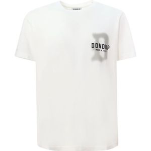 Dondup, Tops, Heren, Wit, 2Xl, Katoen, Witte Crew-neck T-shirt met Logo