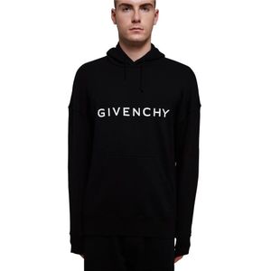 Givenchy, Sweatshirts & Hoodies, Heren, Zwart, XL, Katoen, Zwarte Katoenen Logo Sweatshirt met Capuchon