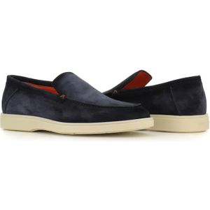 Santoni, Schoenen, Heren, Blauw, 42 EU, Suède, Blauwe Suède Mocassin Sandalen