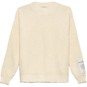 Hinnominate, Sweatshirt Trui Met Lange Mouwen Crew-Hals Met Label Beige, Dames, Maat:XS