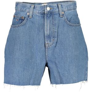 Tommy Hilfiger, Korte broeken, Dames, Blauw, W29, Denim, Blauwe Denim Hot Pant Franje Shorts