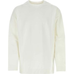 Jil Sander, Tops, Heren, Wit, XL, Katoen, Wit Oversize Stretch Katoenen T-Shirt
