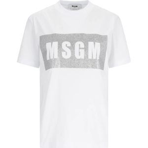 Msgm, T-Shirts Wit, Dames, Maat:S