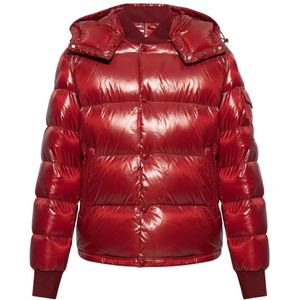 Moncler, Jassen, Heren, Rood, XL, Nylon, Gewatteerde Veren Dons Gewatteerde Jas