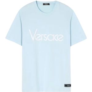 Versace, Stijlvolle Tops voor Heren Blauw, Heren, Maat:M