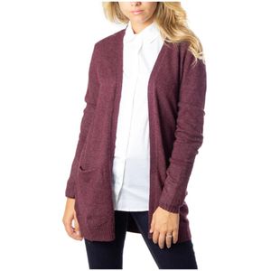 Vila, Truien, Dames, Rood, M, Polyester, Effen Slip-On Cardigan