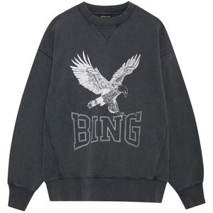 Anine Bing, Sweatshirts & Hoodies, Dames, Grijs, M, Katoen, Cool Print Sweatshirt Zwart Gewassen