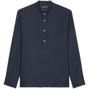 Marc O'Polo, Overhemden, Heren, Blauw, XL, Linnen, Slip-on shirt regular