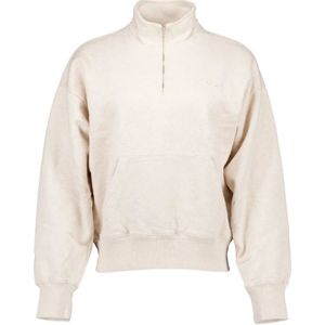 Olaf Hussein, Sweatshirts & Hoodies, Dames, Beige, S, Beige Outline Logo Zip Mock Sweater