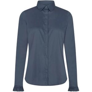 MOS Mosh, Blouses & Shirts, Dames, Blauw, 2Xl, Katoen, Blouse met Volantmouwen - Donkerblauw