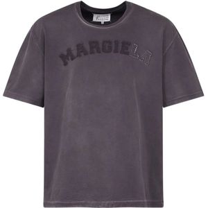 Maison Margiela, Grijze Logo T-shirts en Polos Grijs, Dames, Maat:M