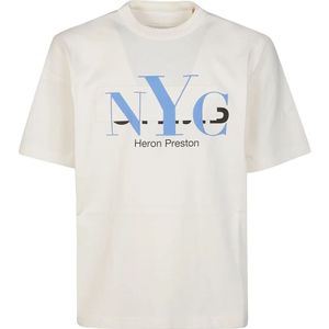 Heron Preston, Tops, Heren, Beige, M, Gecensureerd T-Shirt